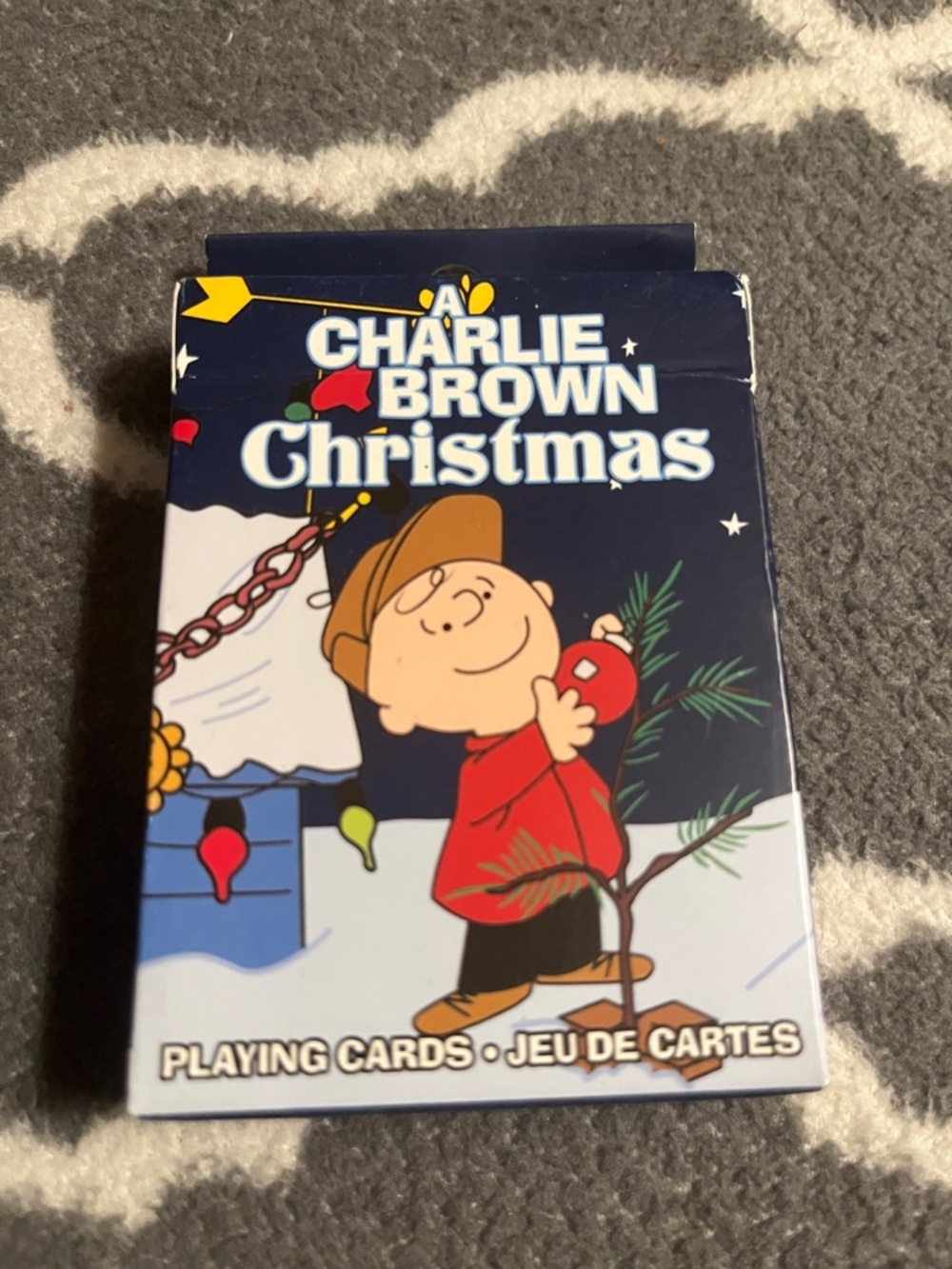 CHARLIE B Charlie Brown Christmas Playing Cards - Navy & Red